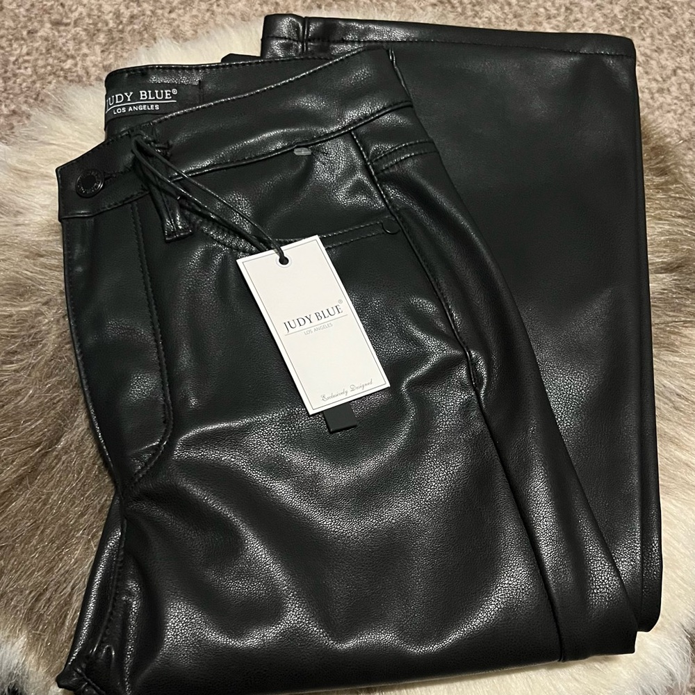 Judy Blue Dark Faux Leather Trousers